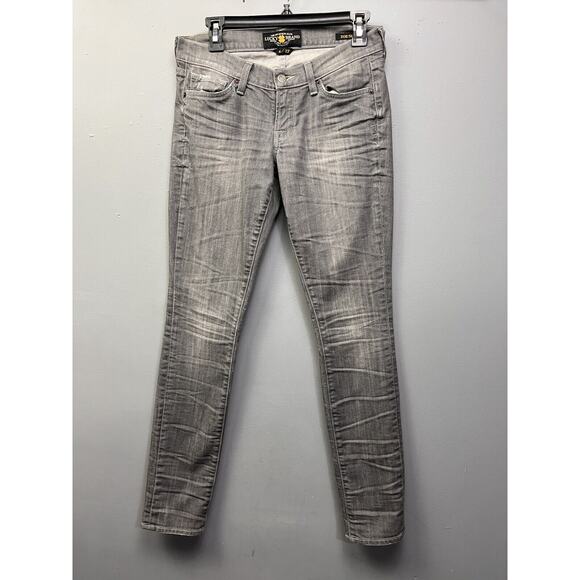 Lucky Brand Zoe Skinny Jeans Womens 4 27 Denim Gray Denim USA (31x32) Distressed - Picture 1 of 10